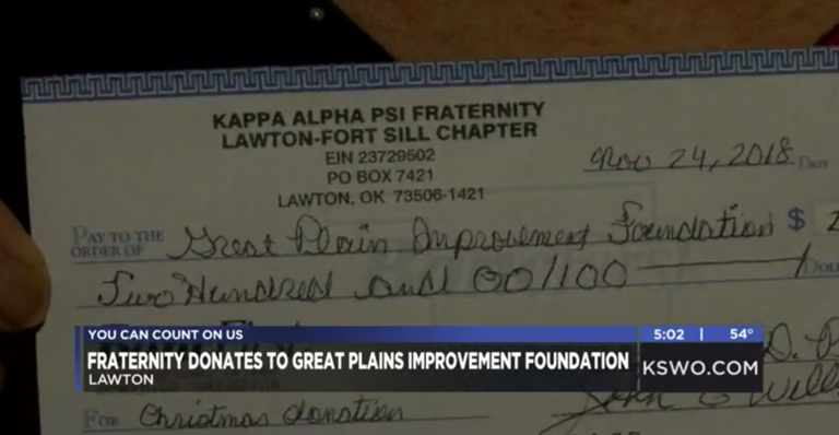 Kappa Alpha Psi Fraternity donates to Great Plains Improvement Foundation