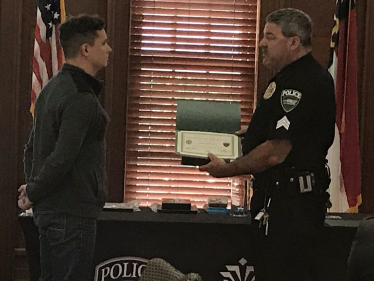 Fraternity member honored for heroics during shooting
