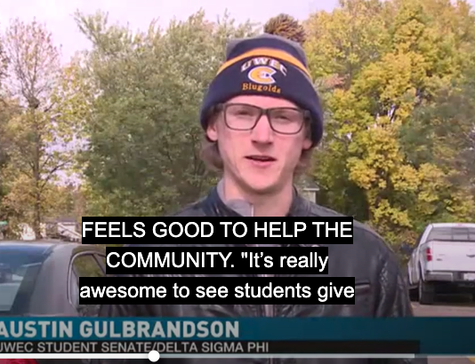 UWEC students clean up after homecoming