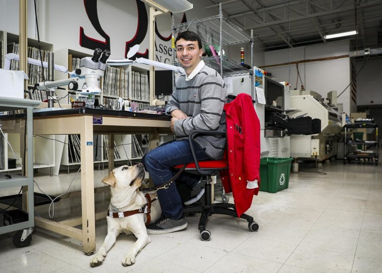 Visually impaired student finds home in fraternity