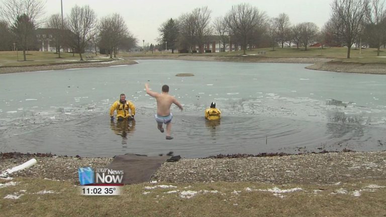 Delta Sigma Phi jumps into frozen pond