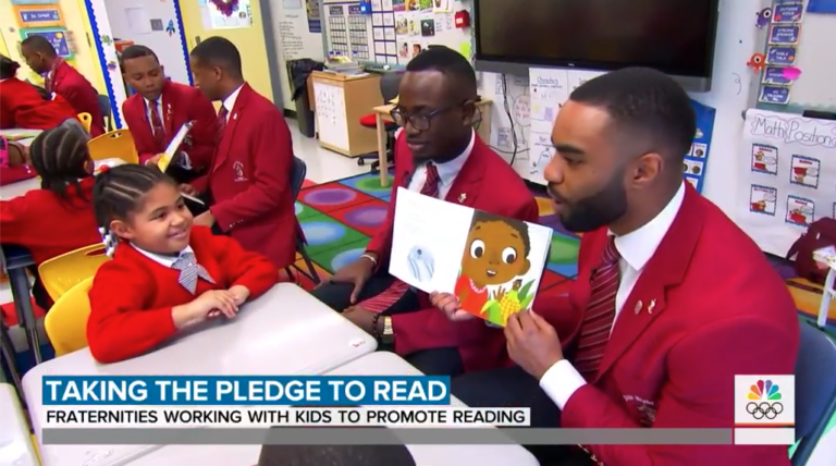 Fraternity members help  kids learn to love reading