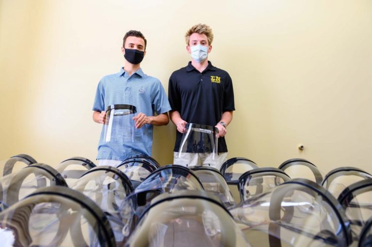 Sigma Nu makes face shields for campus staff