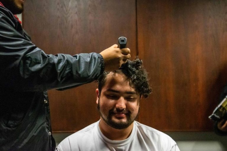 Sigma Lambda Beta International Fraternity goes bald for a cause