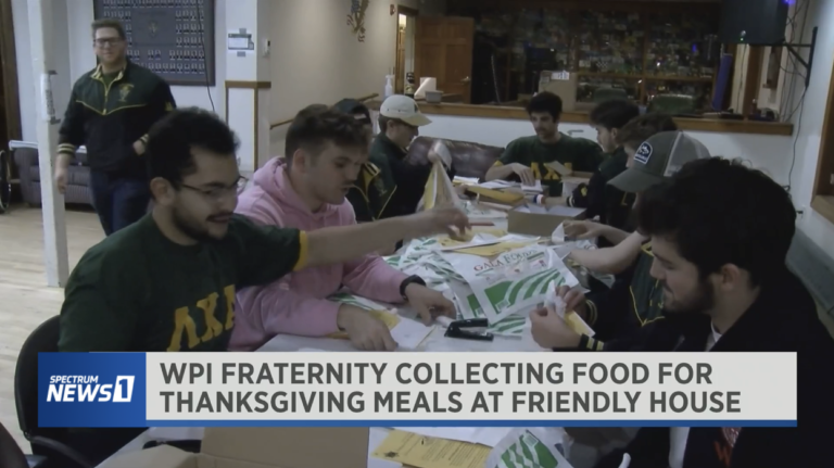 A WPI fraternity is asking people to fill bags with non-perishable items for its Thanksgiving fundraiser