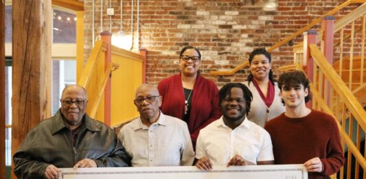 Centre students partner with African American Historical Society, raise $3K Melinda Weathers, Centre's director of diversity and inclusion; front row: Charles Gray, VP of DBCAAHS, Michael Hughes, president of DBCAAHS, Glahens Paul, Black Student Organization president, Conley Combs, interfraternal council. Photo by Lance Gaither.