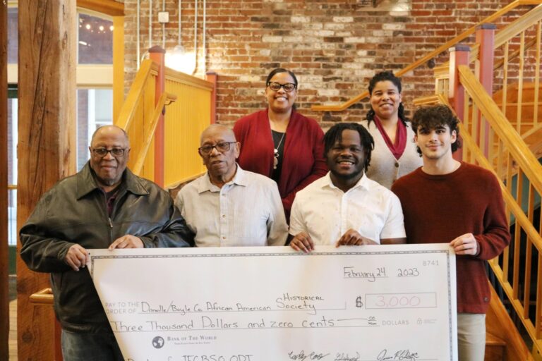 Melinda Weathers, Centre's director of diversity and inclusion; front row: Charles Gray, VP of DBCAAHS, Michael Hughes, president of DBCAAHS, Glahens Paul, Black Student Organization president, Conley Combs, interfraternal council. Photo by Lance Gaither.