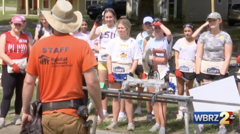 LSU Greek Life students gather to build house with Baton Rouge Habitat for Humanity.