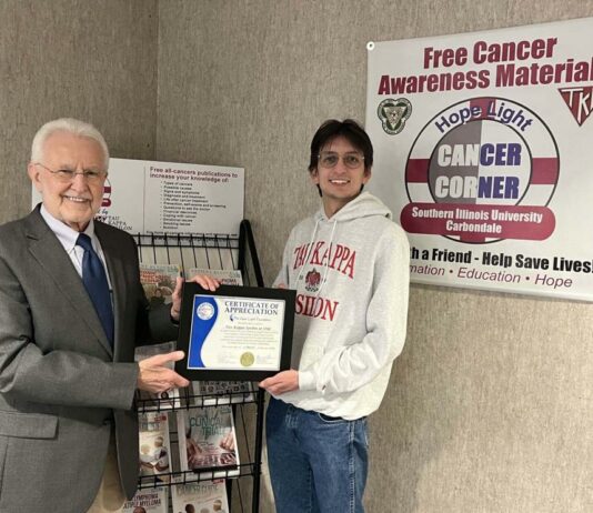 SIU Fraternity Tau Kappa Epsilon receives recognition for promoting cancer awareness