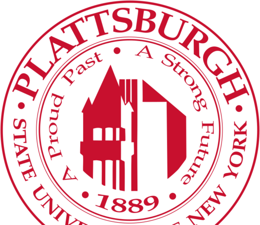Greek life signs on inclusive language SUNY Plattsburgh logo