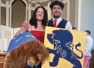 FRATERNITY & SORORITY LIFE HOSTS FIRST “GREEK WEDDING” Phi Iota Alpha and Kappa Alpha Theta members during the ceremonies.