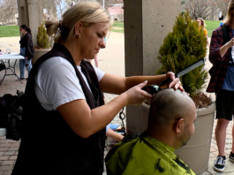 NKU fraternity goes bald to raise money for childhood cancer research