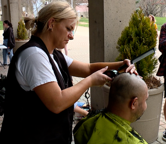 NKU fraternity goes bald to raise money for childhood cancer research
