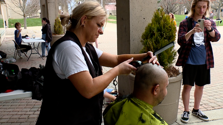 NKU fraternity goes bald to raise money for childhood cancer research