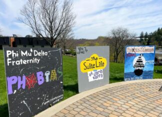 Sororities and fraternities painted signs of their upcoming Airband themes.