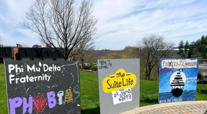 Sororities and fraternities painted signs of their upcoming Airband themes.