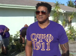 Members of the Alpha Alpha Chapter of Omega Psi Phi Fraternity, Inc. did this Memorial Day weekend at the home of an 87-year-old woman in Boynton Beach to repaint the house and replant the yard.
