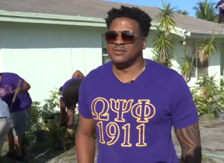 Members of the Alpha Alpha Chapter of Omega Psi Phi Fraternity, Inc. did this Memorial Day weekend at the home of an 87-year-old woman in Boynton Beach to repaint the house and replant the yard.