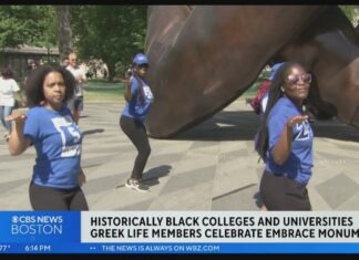 Historically Black Greek sororities and fraternities celebrate the Kings’ legacy at the Embrace monument