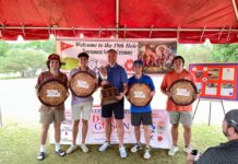Four members of Clemson's Chi Phi chapter, Pierce Joglekar, Anthony Gregware, Gavin Dolan and Sean Fenton, won the second annual Doug Gibson Memorial Golf Tournament on April 29, 2023.