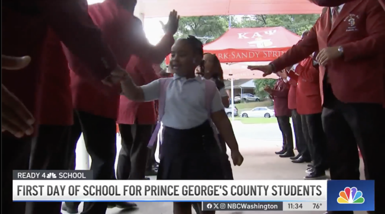 Fraternity receiving line greets Forest Heights students as PGCPS starts new chapter
