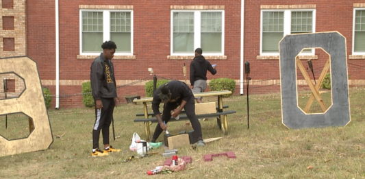 Lane College students decorate Greek plots amid Homecoming