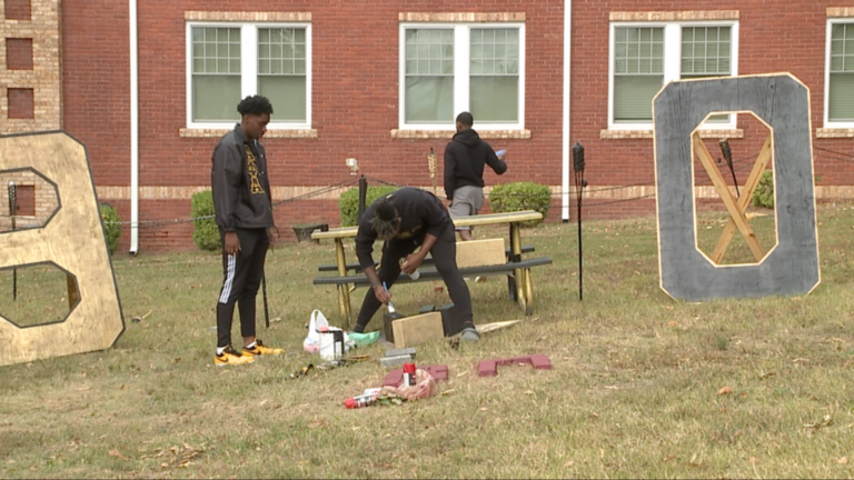 Lane College students decorate Greek plots amid Homecoming