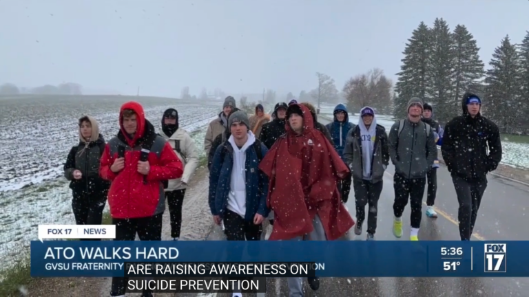‘We don’t want them to feel alone’: GVSU fraternity walking 160 miles for suicide prevention
