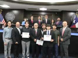 City honors TAMIU fraternity Phi Iota Alpha for community service