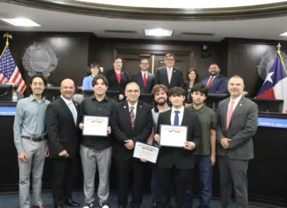 City honors TAMIU fraternity Phi Iota Alpha for community service