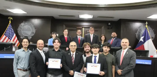 City honors TAMIU fraternity Phi Iota Alpha for community service