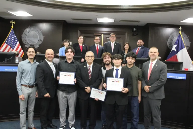 City honors TAMIU fraternity Phi Iota Alpha for community service