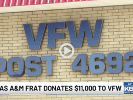 Texas A&M fraternity donates $11,000 to Bryan VFW Post
